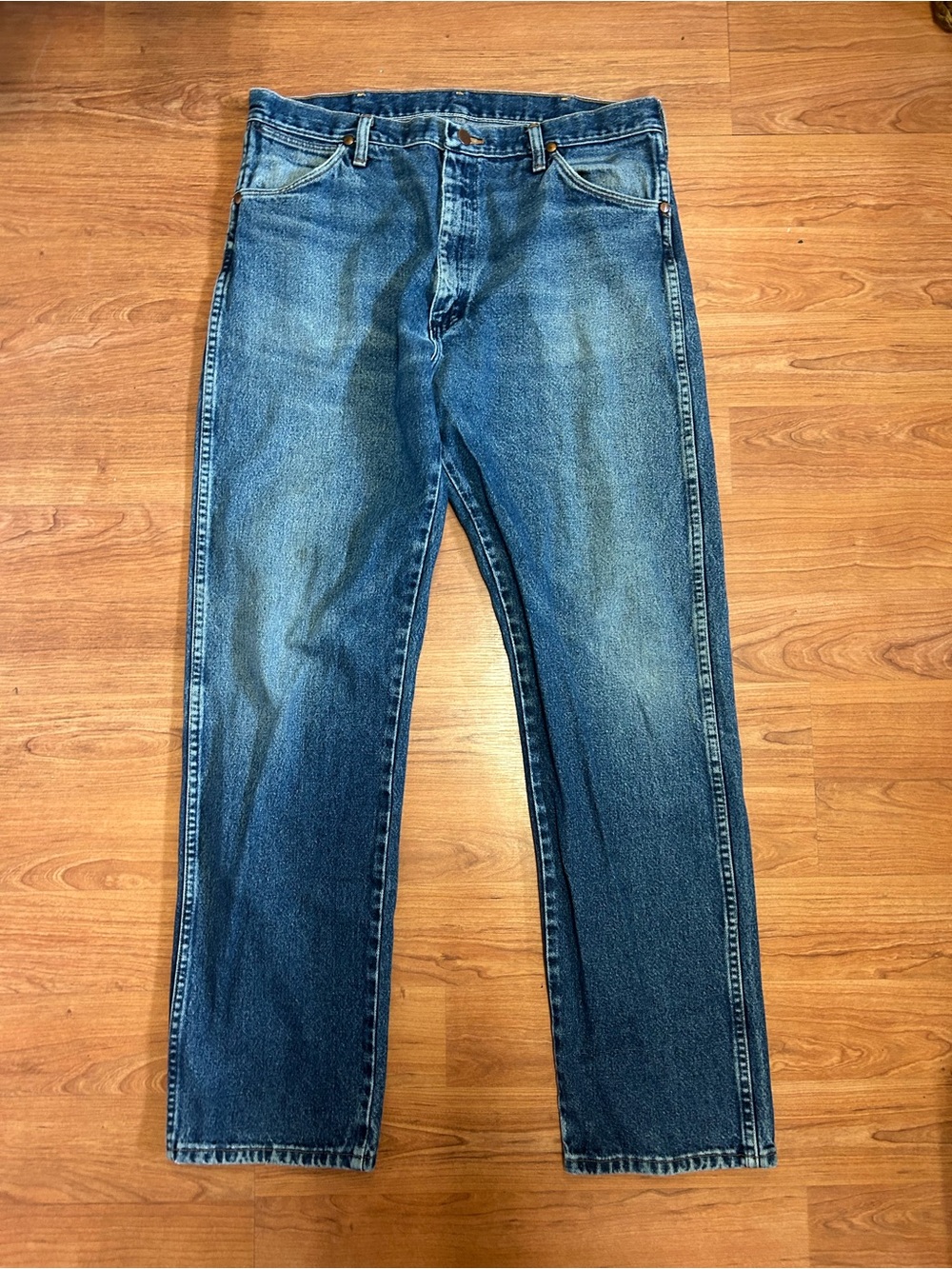 Vintage 80S Wrangler Blue Jeans Size 34x36 Made in USA